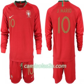 Camisolas de Futebol Portugal J. MARIO 10 Criança Equipamento Principal Copa do Mundo 2018 Manga Comprida